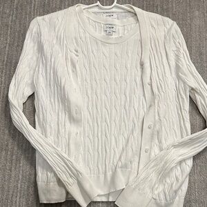 J. Crew Factory Women's White Cable Knit Cardigan